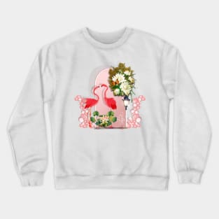 Wonderful flamingos with tropical flowers Crewneck Sweatshirt